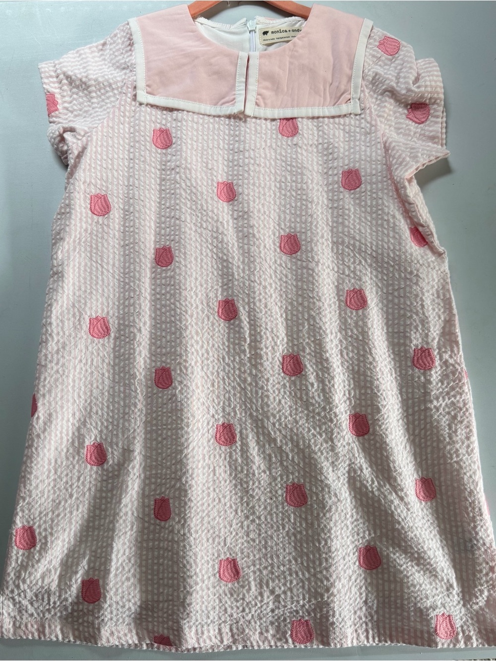 monica + andy Pink Tulip Embroidered Shift Dress
